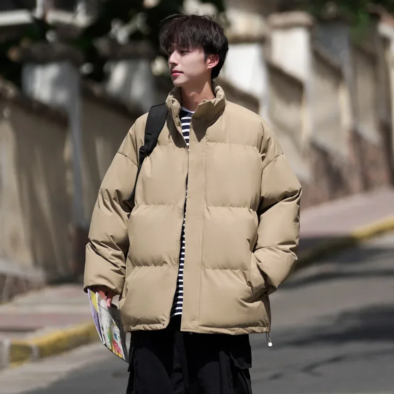 Winter 2026 New Fashion Male Clothes Coats Men's Solid Color Casual Trendy Simple Basic Stand Collar Loose Down Quilted Jackets