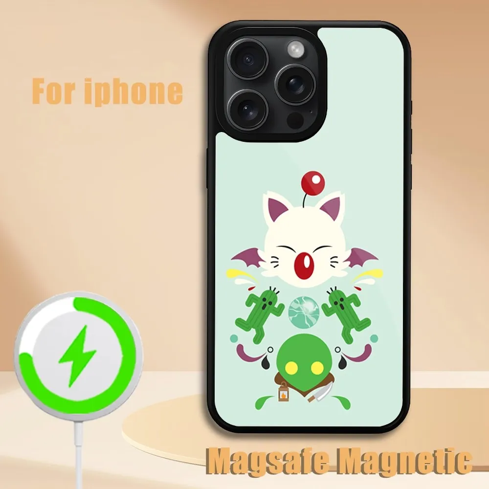 Moogle Final Fantasy  Phone Case For iPhone 11 12 13 14 15 Plus Pro Max Magsafe Magnetic Wireless Charging Cover