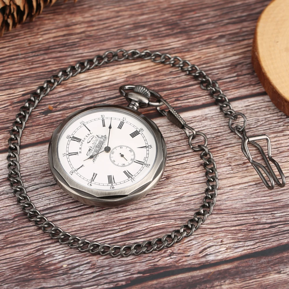 Reloj de bolsillo mecánico para hombre, pulsera con diseño de esfera única, colgante de cara abierta, de lujo, estilo Steampunk antiguo