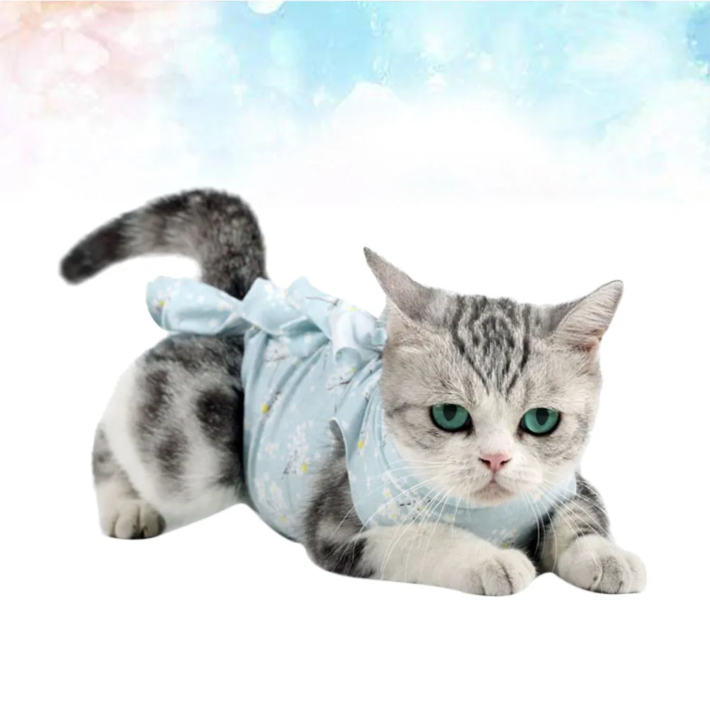 

Cat Neutering Blue Plum Blossom Size Soft Cotton Pet Recovery Costume For Postoperative Care Cat Recovery Clothes Pet
