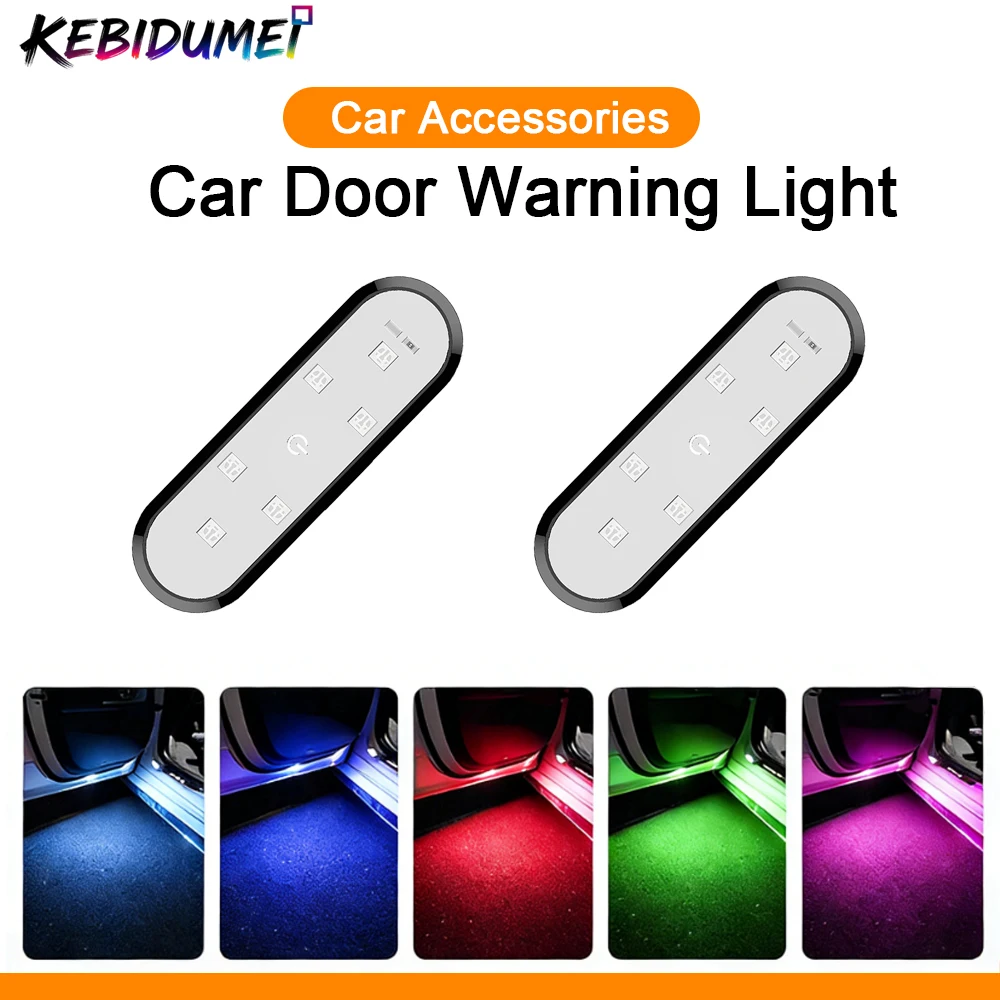 

KEBIDUMEI 6 LED Car Door Lights Welcome Light Magnetic USB Charging Open Door Safe Emergency Warning Signal Lamp Car Accessories