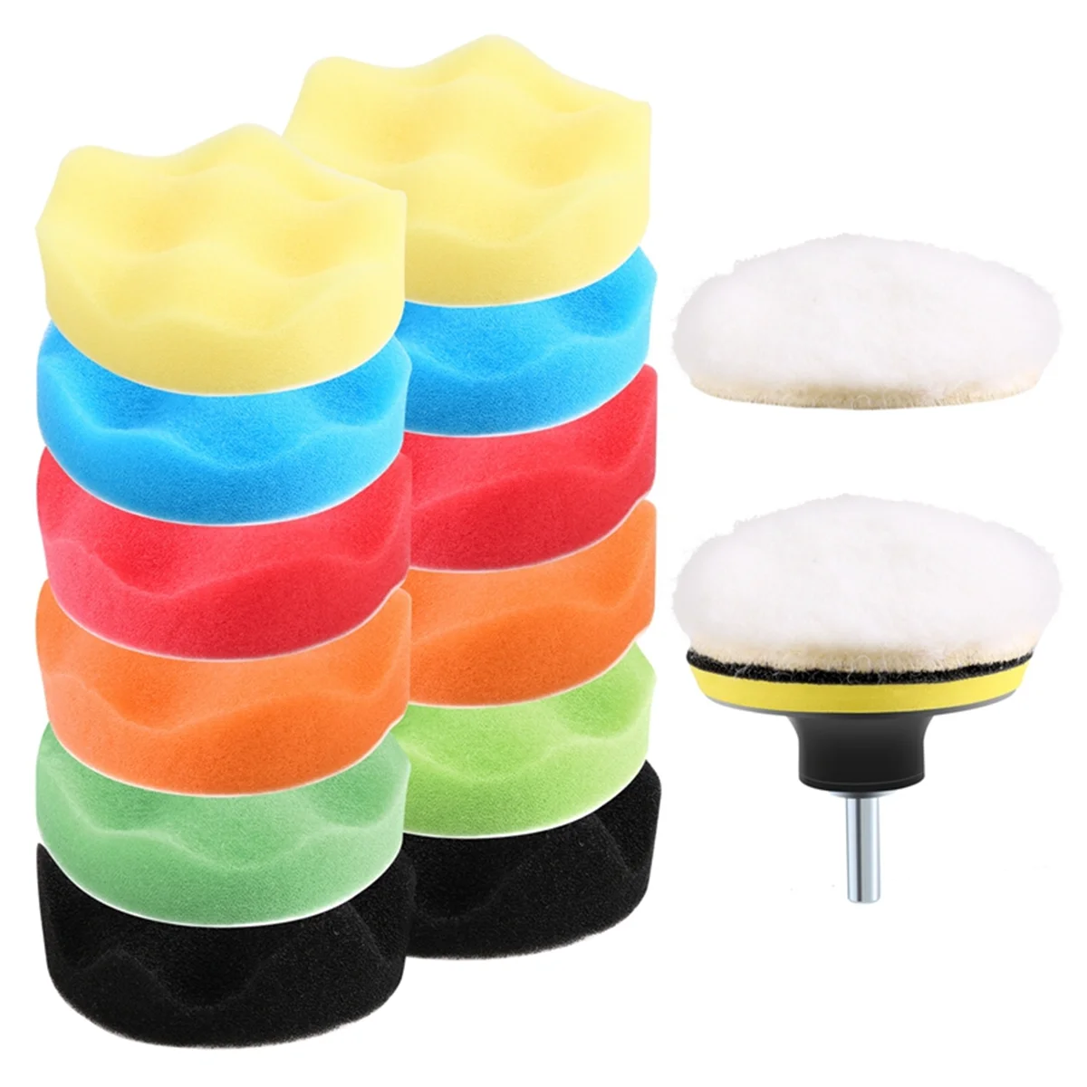 自動車研磨パッド,研磨パッド,ワックスセット,アダプターキット,m10ドリル,15個