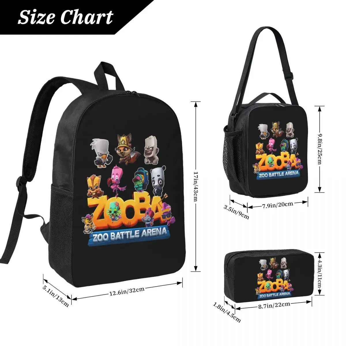 Great Model Zooba Battle Arena Gift Music Fans Backpack BookBag School Bag Shoulder Bags 3ps Insulated Lunch Bag Pencil Case