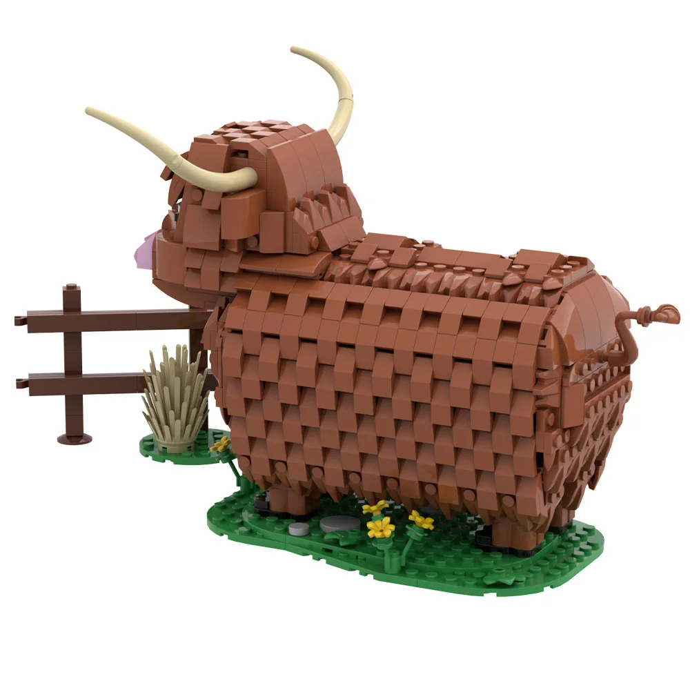 MOC – briques de bétail des Highlands, blocs de construction d'animaux kyloe, modèle à assembler, jouets éducatifs pour enfants, cadeaux de bricolage