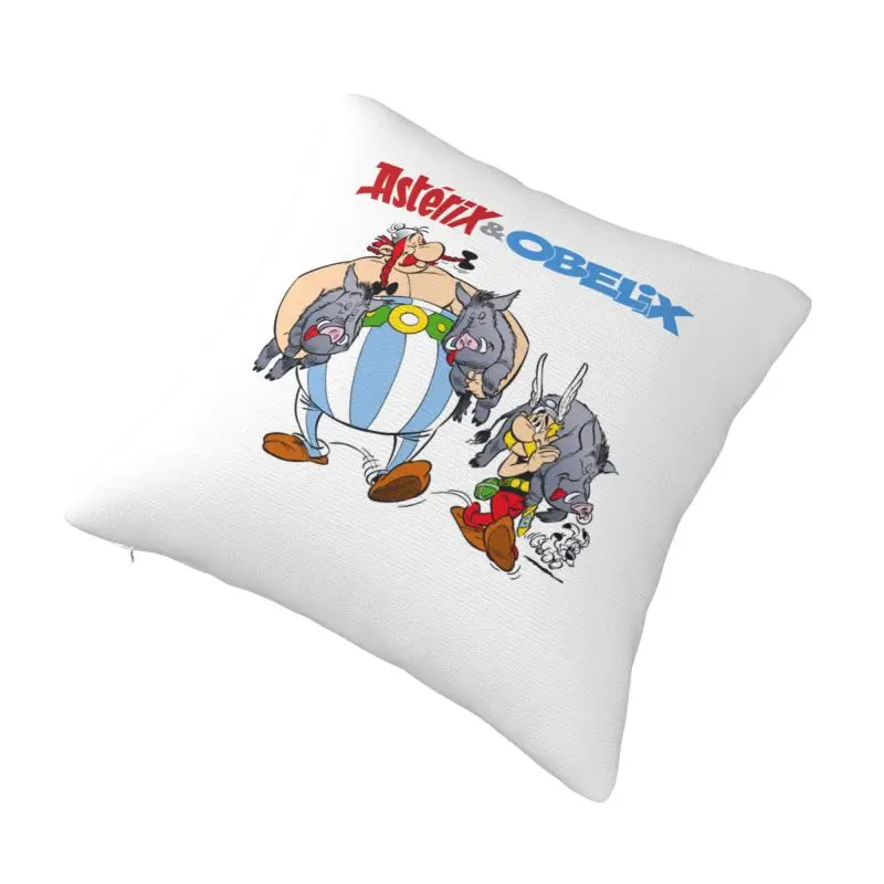 Custom Asterix And Obelix Hunting Pillow Covers Funny Anime Cartoon Cushions Cover Square Pillowcase