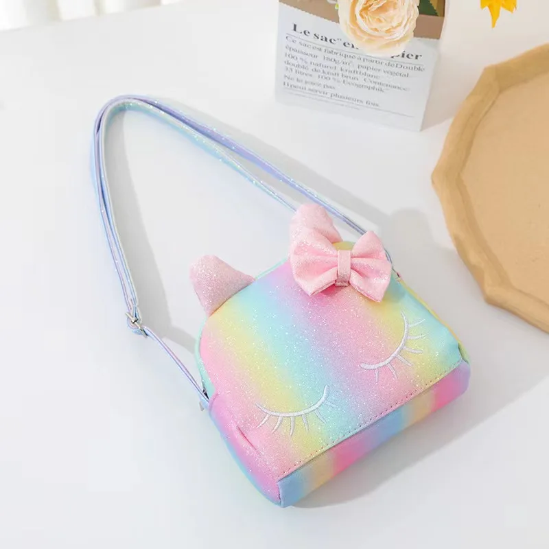 Fashion Kids Embroidery Unicorn Crossbody Purses Handbags Little Girls Baby Purse Cute Cartoon Colorful Shoulder Bag