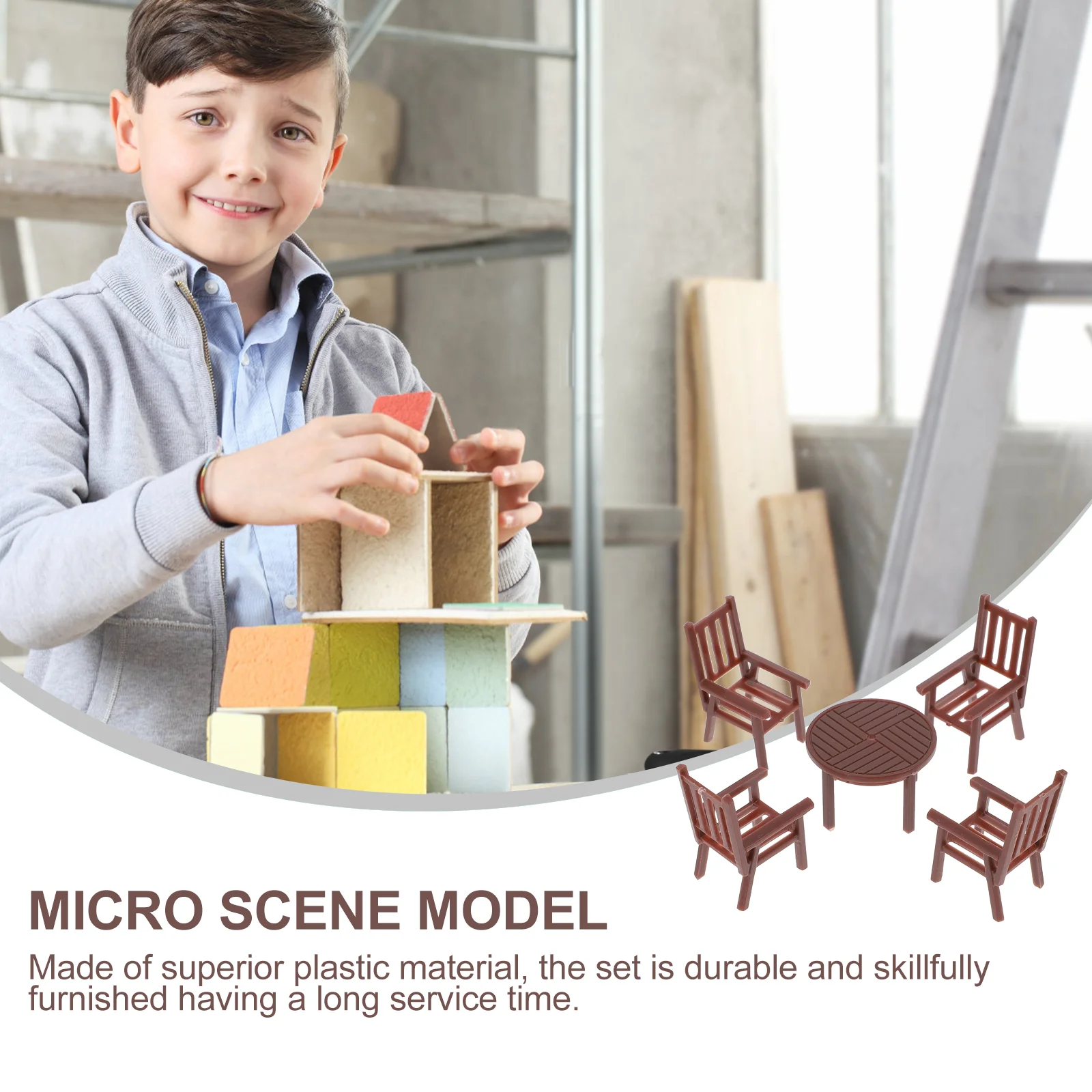 3 Sets Mini Table and Chairs Sofa Furniture Kids House Classroom Accessories Plaything Model Tables Micro Scene