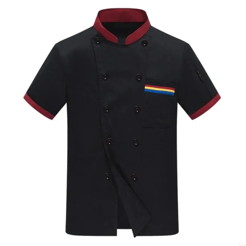72xe Women Men Chefs Manga corta Chefs Chefs Chefs con botones tradicionales Restaurante hotel Trabajo Camisa Uniforme