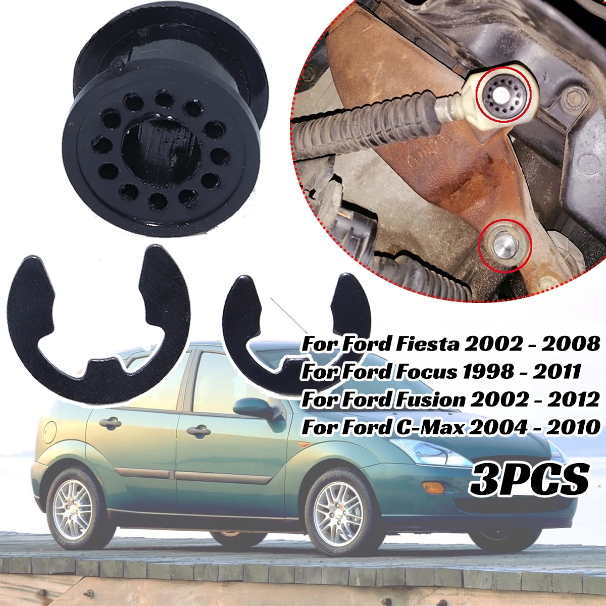 

3pcs Shifter Cable Bushing MT Gear Selector Shift Linkage Lever End Replacement Parts For Ford Fiesta Fusion Focus C-Max 2002