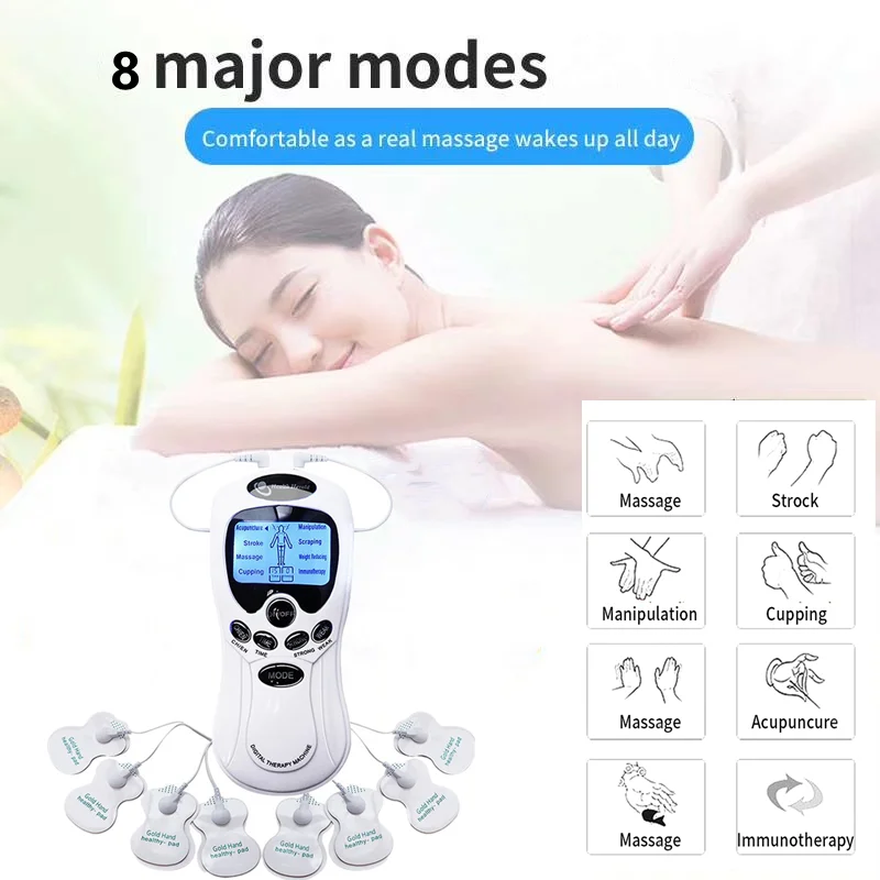 

8 Electrode Pulse Meridian Physiotherapy Massager Electric Therapy Massageador Machine Body Massage Electric Muscle Stimulator