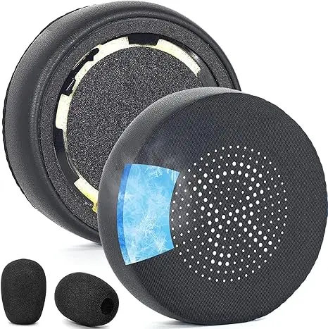 Coussinets d'oreille en gel rafraîchissant et coussinets de remplacement en mousse micro-éponge compatibles avec les casques Jabra Evolve 75 (75UC, 75MS, 75SE)