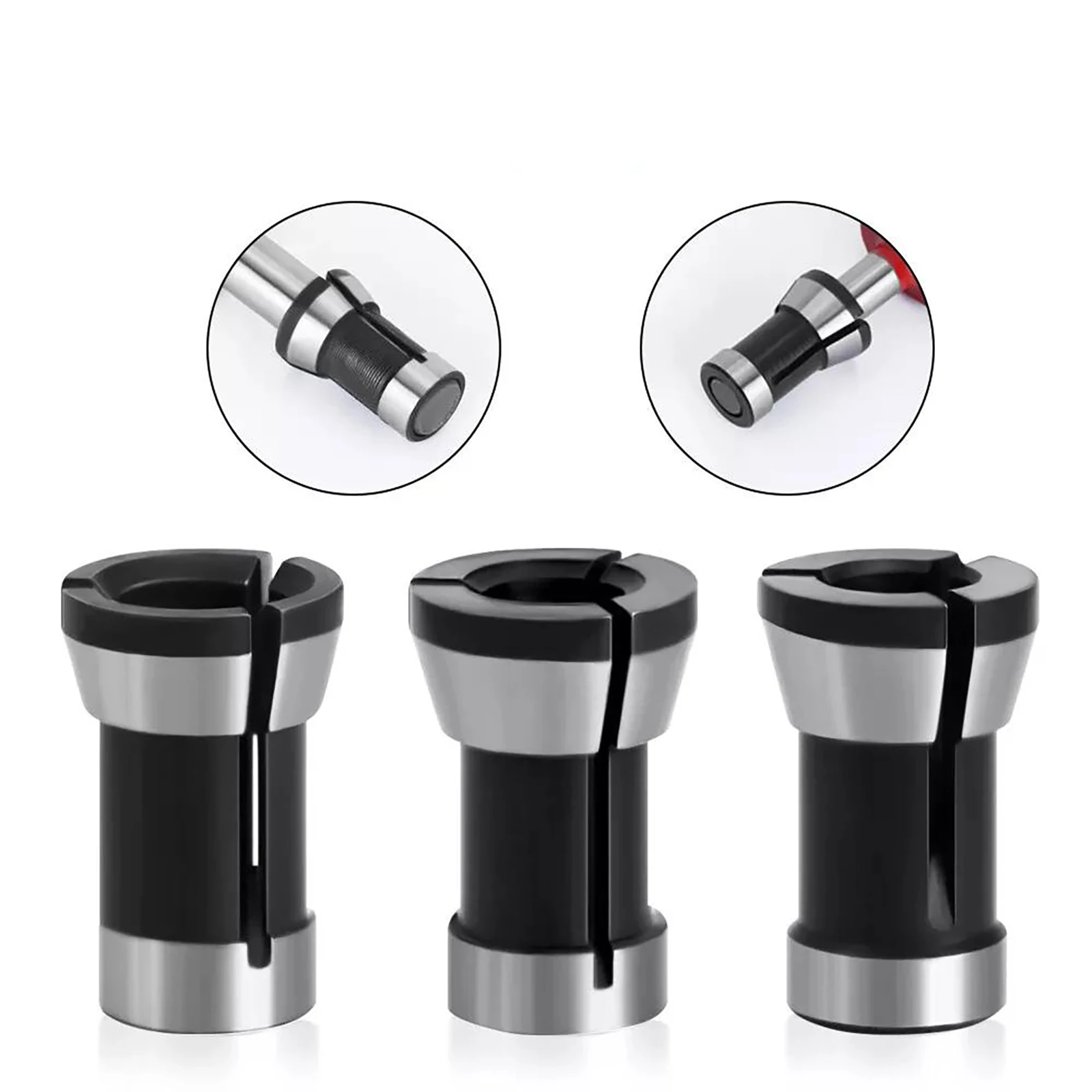 

3Pcs/Set Collets 6mm 6.35mm 8mm Router Bit Collet Chuck Engraving Trimming Machine Electric Router Milling Cutter Accessories