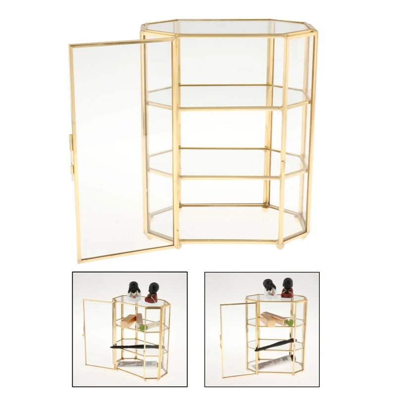 3-Tier Jewelry Box Glass Makeup Organizer Jewelry Box Multifunction Display Case For Dressing Table Decoration Storage