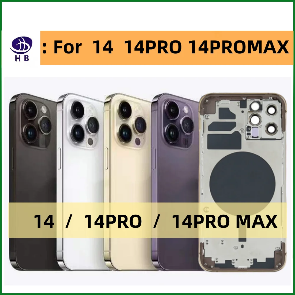 

Back Housing For iPhone 14 14 Pro 14Pro Max Battery Cover+Middle Frame Chassis+with Side Buttons+SIM Tray,Tools 14PRO Back Cover