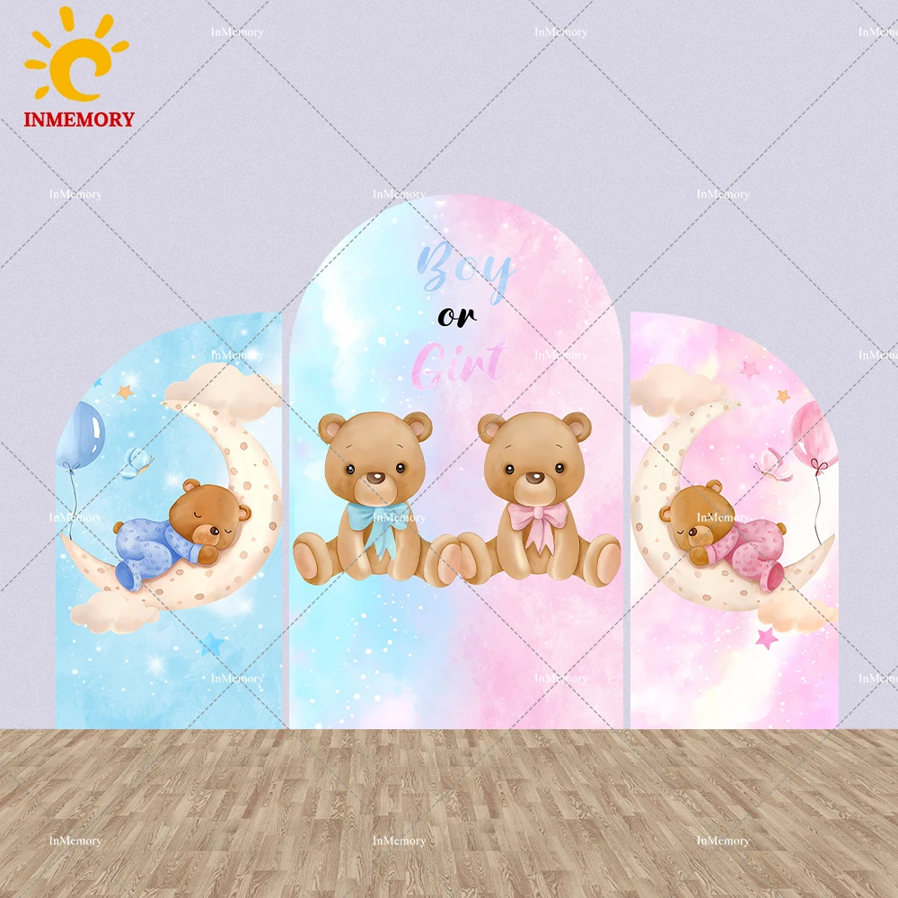 

Boy or Girl Baby Shower Chiara Backdrop Bear Arch Cover Birthday Party Decoration Watercolor Pink Blue Gender Reveal Background