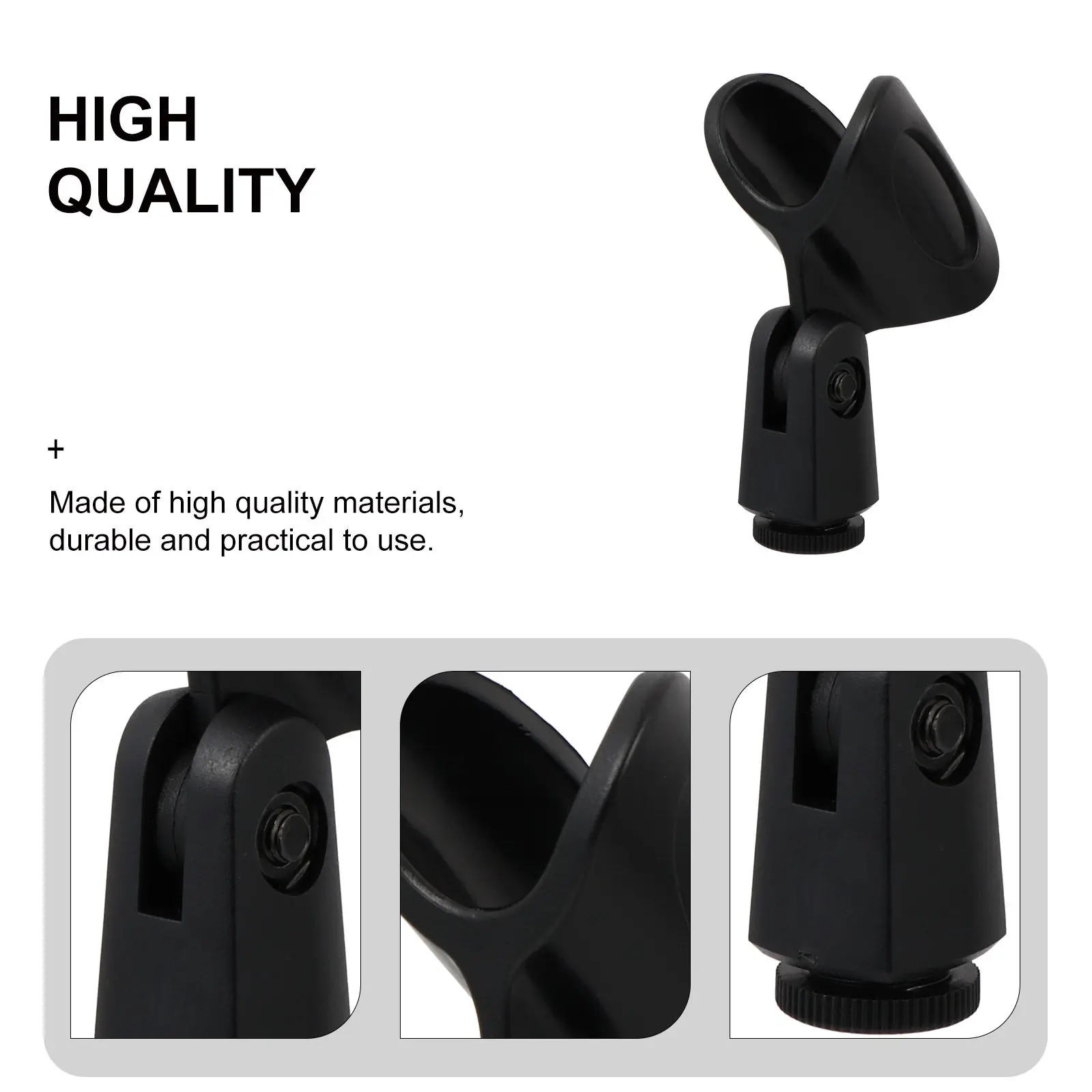 1Set Black Microphone Clips Universal Mic Clip Adjustable Angle Sturdy Mic Holder Supports Dynamic Vocal Professional Wireless