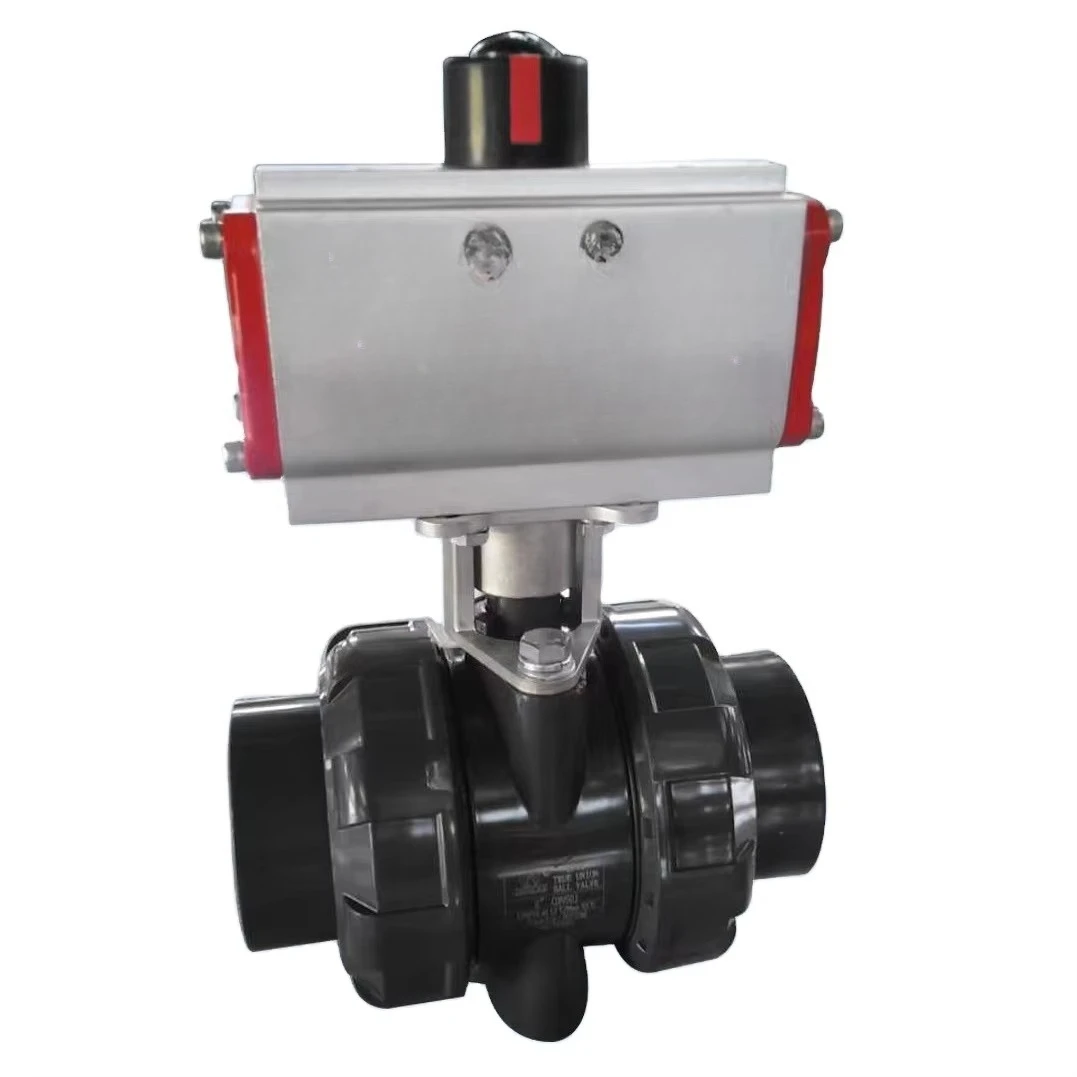 

Двухходовой пневматический шаровой кран из ПВХ