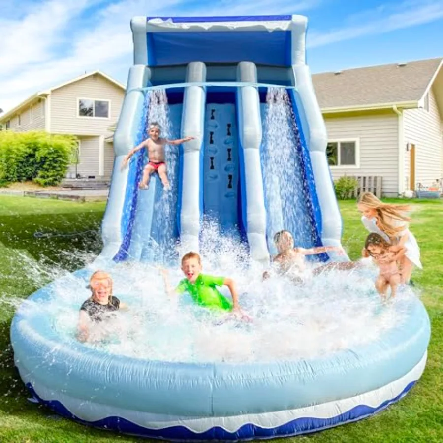 

Grade Water Slide Inflatable with Pool for Double Slide with Pool Blower Water Tube for and Adults Oxford Wet Dry Use Party Gif