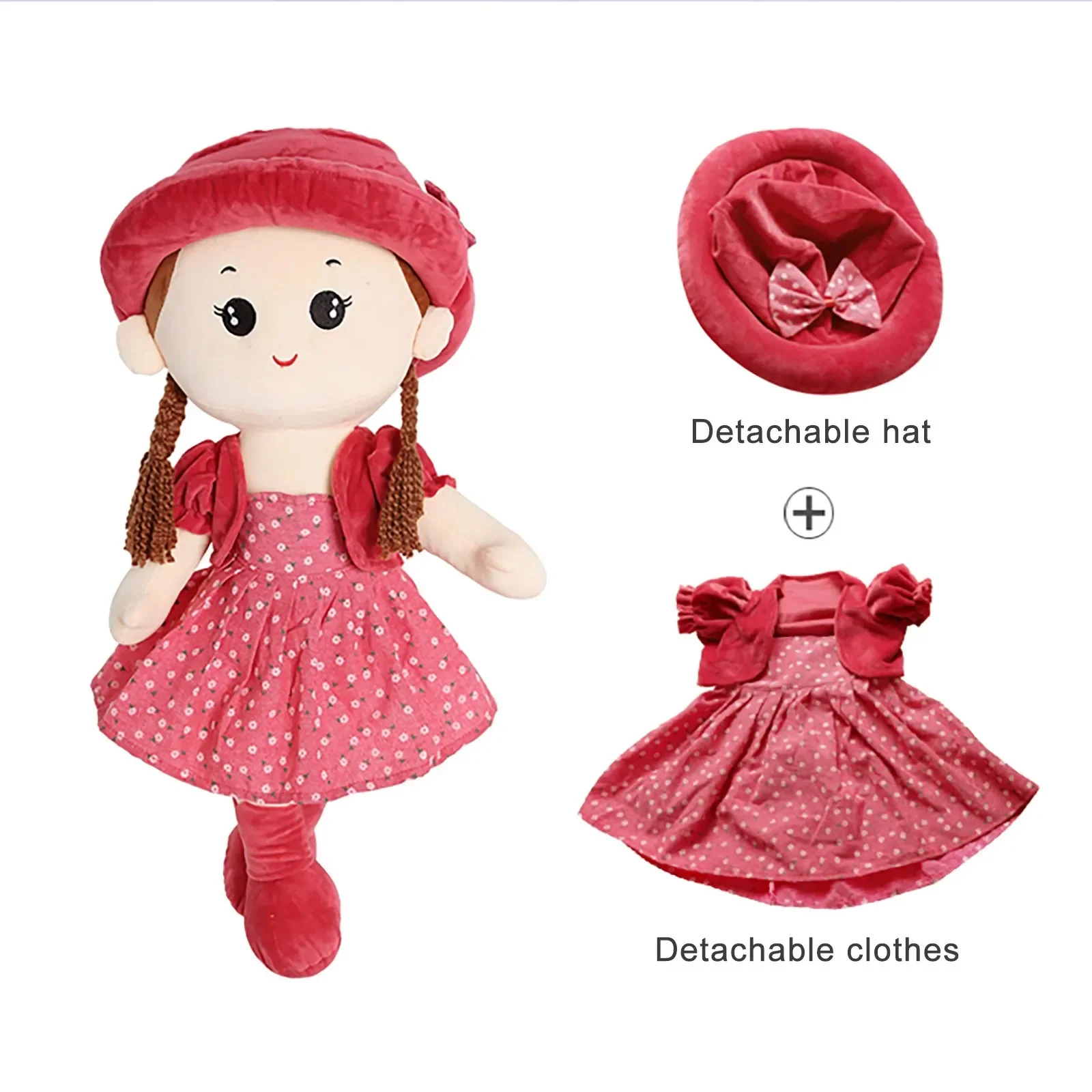 35cm Baby Girl Rag Doll With Removeable Hat Skirt Sweetheart Rag Doll Cozy Cuddle Soft Baby Doll Sleeping Plush Doll For Kids