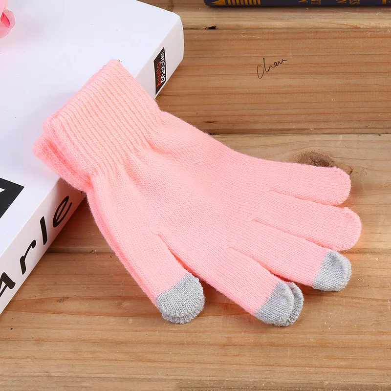 Winter Touch Screen Gloves Soft Mittens Full Finger Gloves Men Women Keep Warm Thicken Gloves Knit Fluffy Plush Cycling Gloves