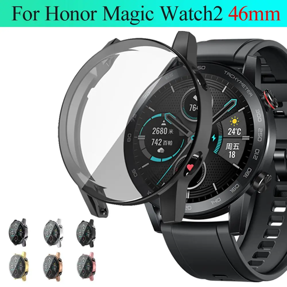 Shell Soft Smart Watch Accessories Plating Screen Protector 360 Full Cover TPU Watch Case For Honor Magic Watch 2 46mm