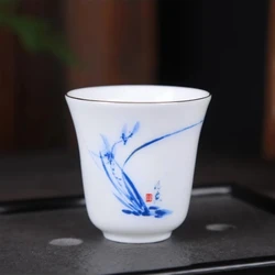 Chinese Style Hand Drawn Flower Illustration Tea Cup Household Tea Set Ceramic Hand Painted Teacup Master Cup Personal Cup