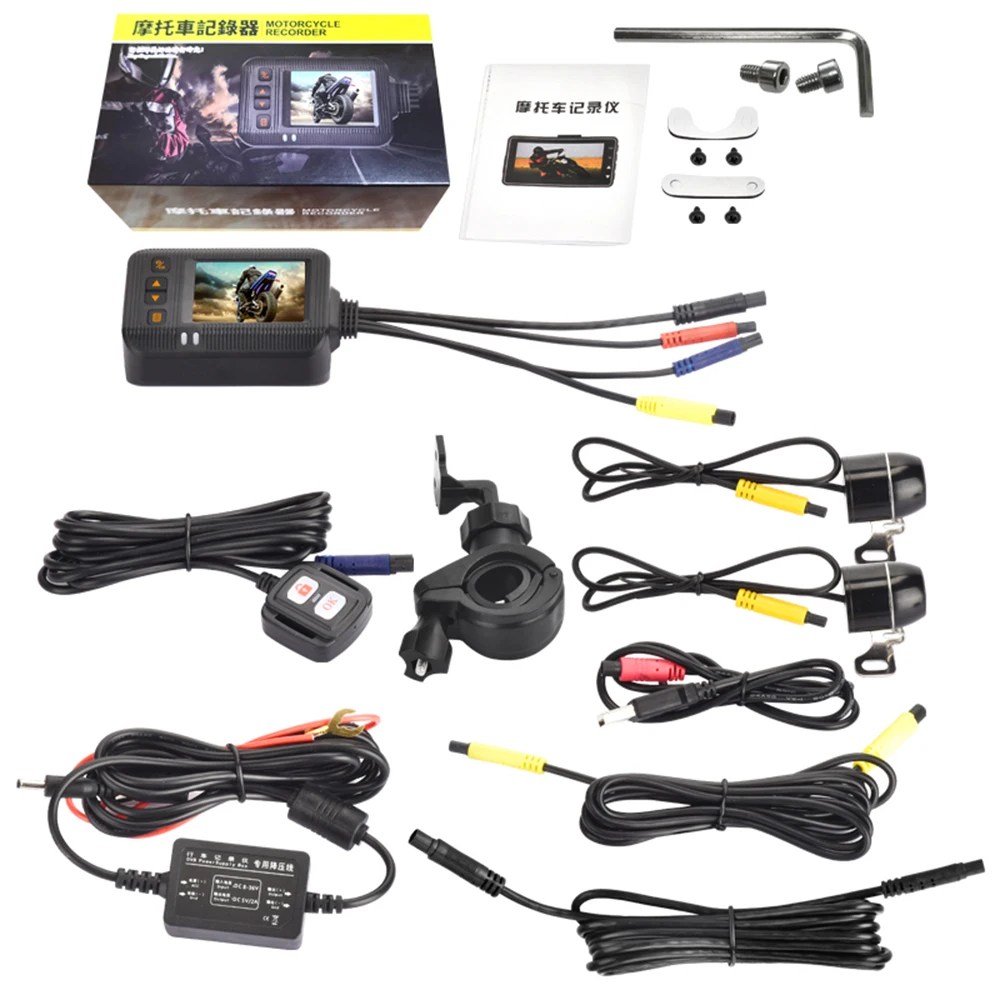 1080P 2.0 Inch Waterproof Motorcycle Camera DVR Motorcycle Dashcam Front & Rear Camera Video Recorder DVR Black Night Vision Box