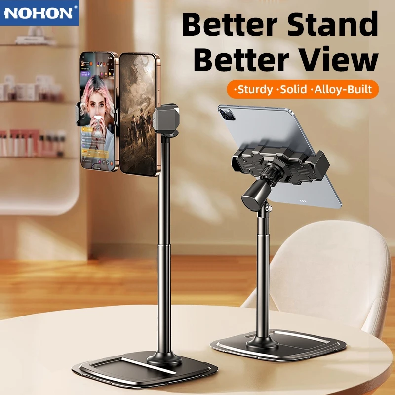 Nohon Phone iPad Tablet Stand Live Broadcast Overhead Adjustable Lifting Telescopic Selfie Rotating Aluminum Alloy Support Frame