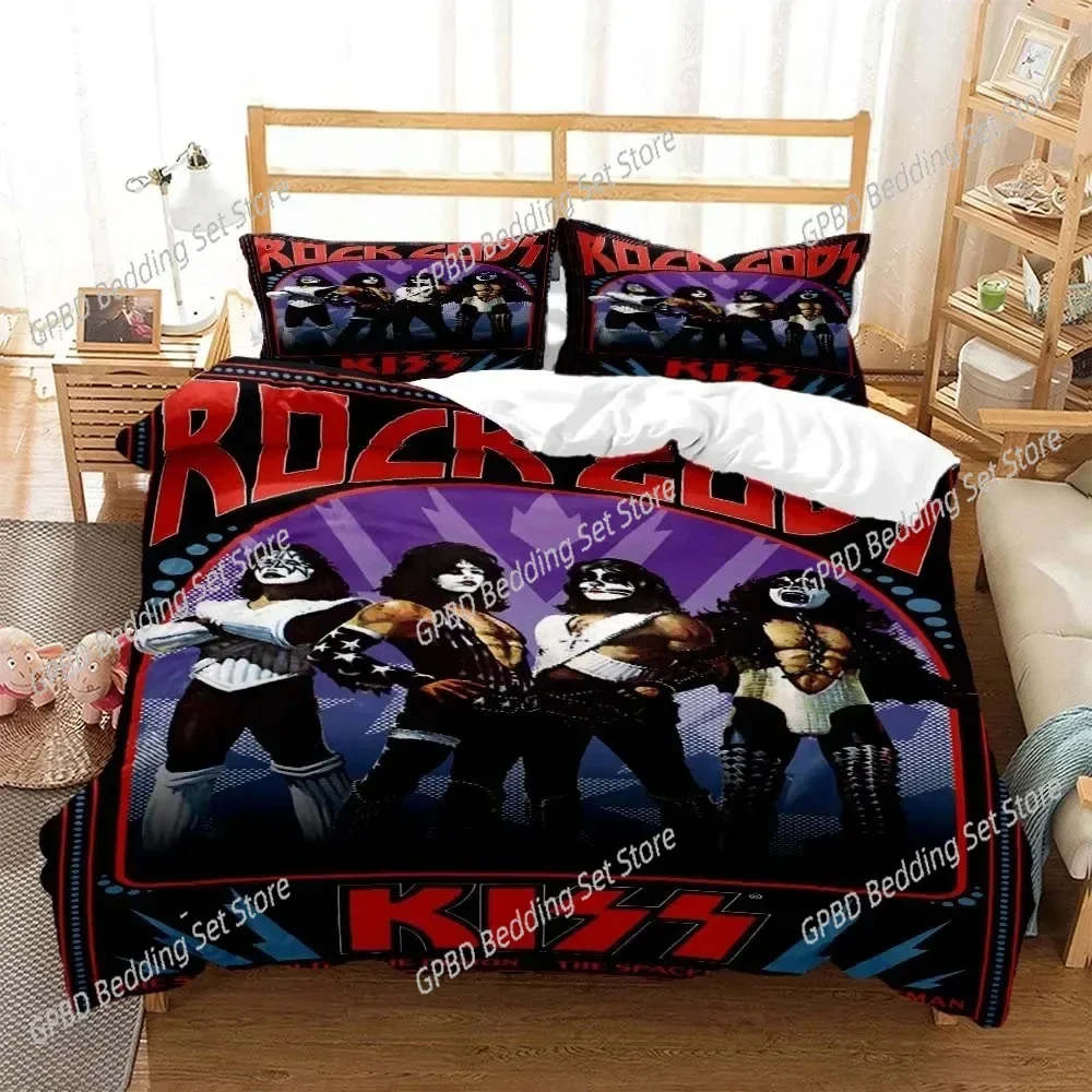 

3D Print Kiss Band Rock Comfortable Duvet Quilt Cover Pillowcase Bedding Set Children Bedroom Decoration Home Textile