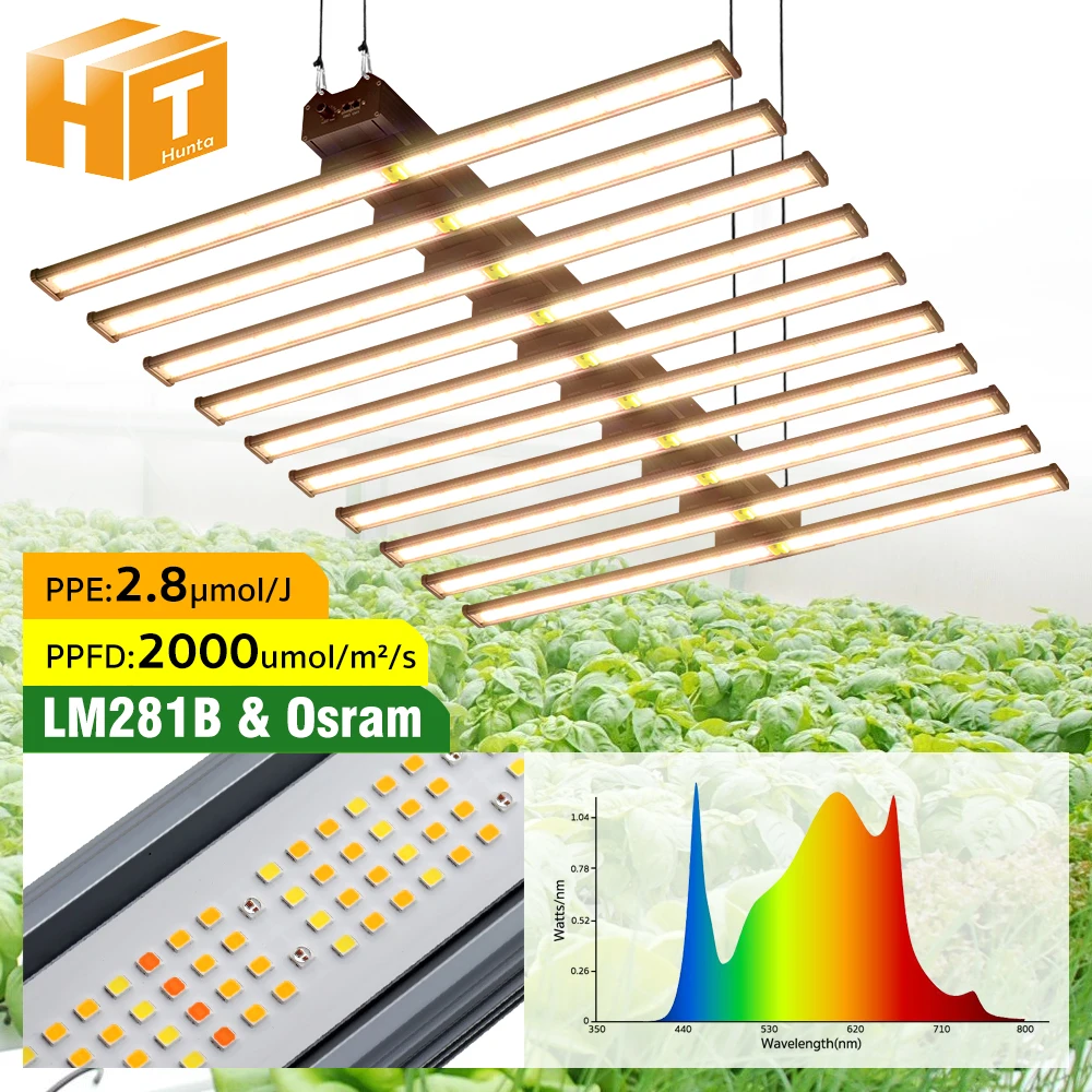 Vollspektrum LED-Wachstumslampe 1000W 1300W mit LM281B & Osram 730nm 395nm/1850umol/UD/s Hoher PPFD LED-Chip für Pflanzen