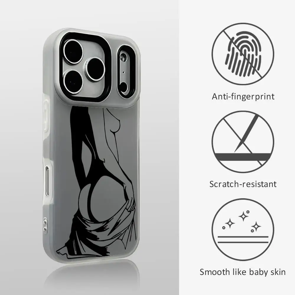 Nude woman Line Art Phone Case For iPhone 17 16 15 14 13 12 11 Pro Max Plus Case Clear Jelly Shockproof Soft view 4