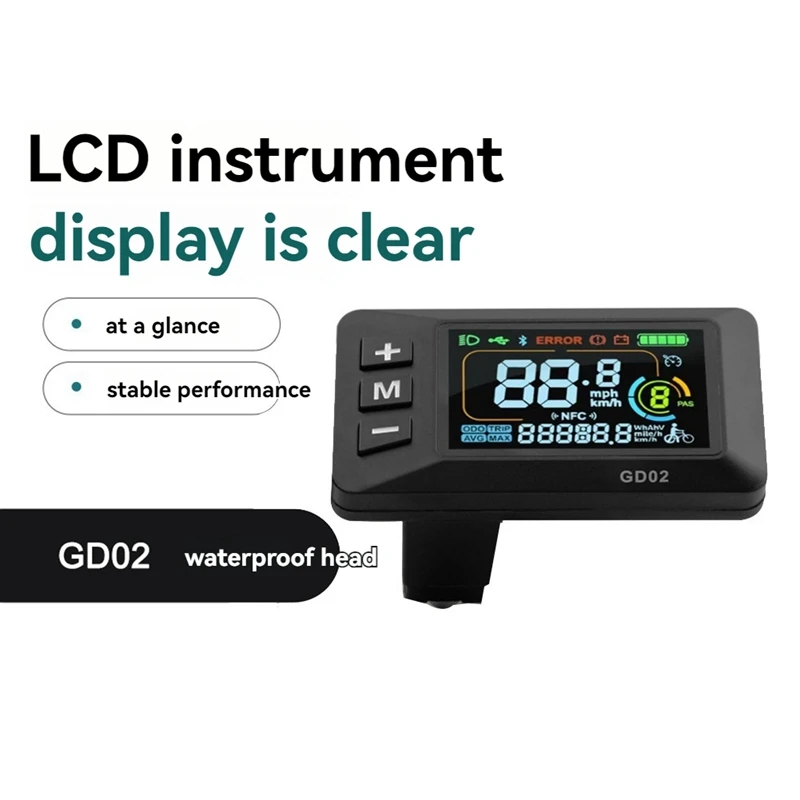 LCD-GD02 دراجة كهربائية شاشة الكريستال السائل متر لوحة عرض لوحة القيادة 24 فولت 36 فولت 48 فولت 52 فولت 60 فولت ل سكوتر كهربائي 5PIN