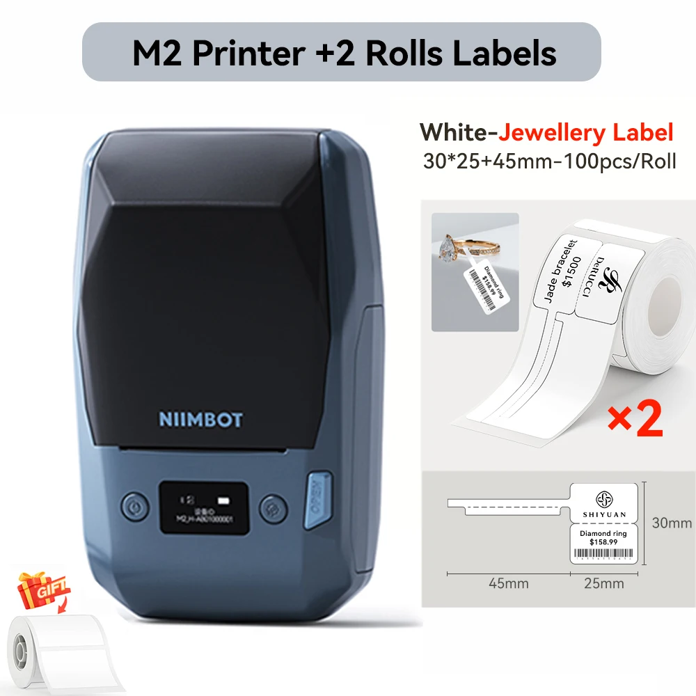 Niimbot M2 Thermische Transfer Labelprinter 300 DPI High Definition Draadloos 20-50 mm Printbreedte Label Maker Ondersteuning Telefoon/PC