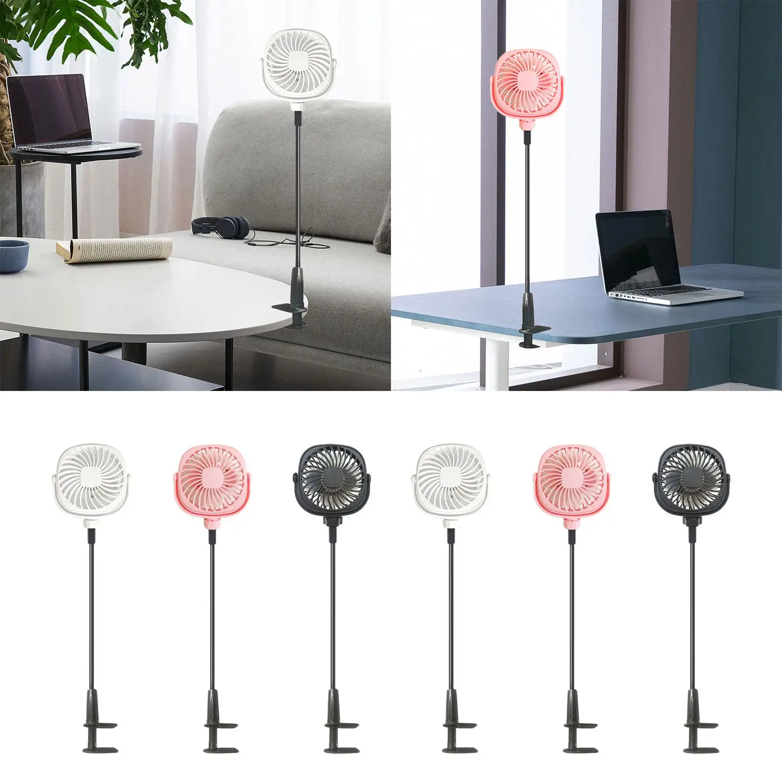 مروحة USB صغيرة ، مروحة شخصية ، سرير ، جهاز مشي ، سيارة ، ° قابل للدوران ، مشبك شاطئ على المروحة