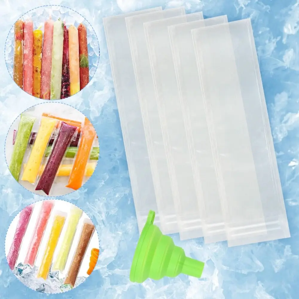 with Funnel Transparent Ice Cream Bag Kitchen Accessories Freezer Ice Pouches Zip Lock Reusable Freezer Bag for Summer