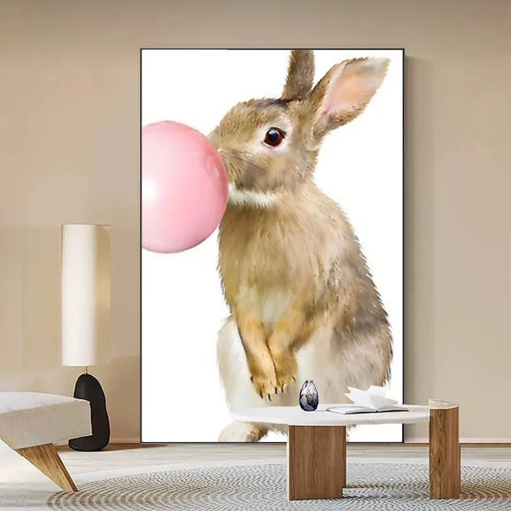 Rabbit Bubble Gum Art Poster Samoprzylepny plakat artystyczny Whitepaper Prints Plakaty Artwork Home Decor