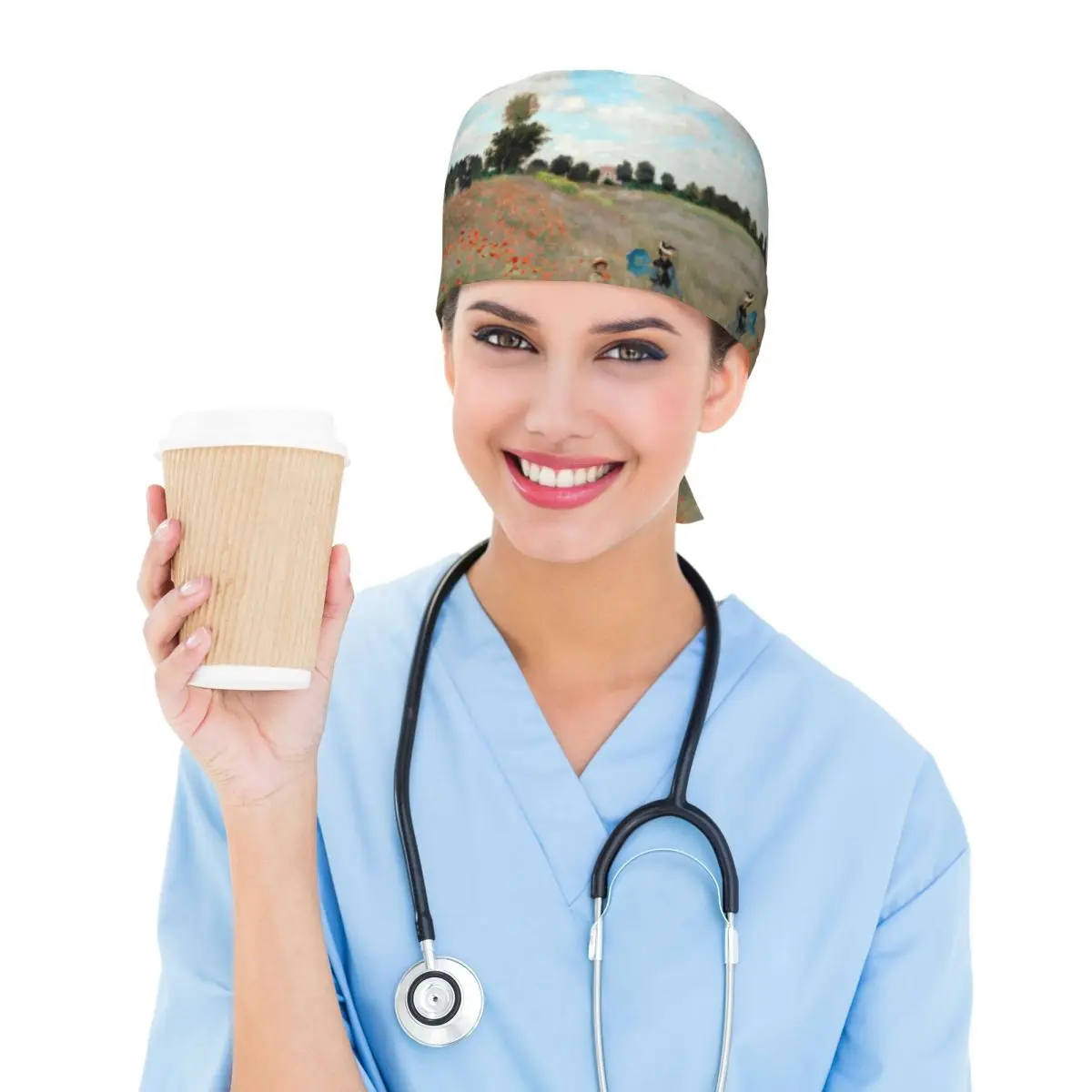 الفرنسية الانطباعية الفن تنفس فرك قبعة الجراحية فرك قبعات ممرضة قبعة كلود مونيه اللوحة العمل الدعك قبعة للصيدلة #6