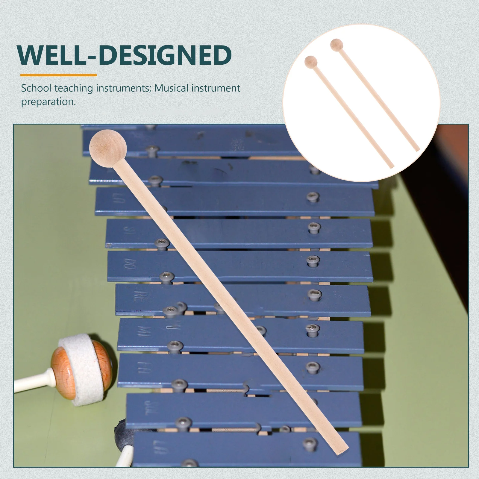 

6pcs Wood Mallets Sticks For Marimba Xylophone Kids Music Learning Hardwood Handle Pure Wooden Craft Articulation Tool