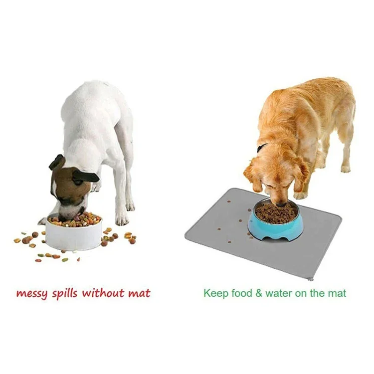 

Pet Mat Silicone Pet Food Pad Bowl Drinking Mat Dog Feeding Placemat Pet Supplies Anti Slip Waterproof for Dogs Cats Solid Color