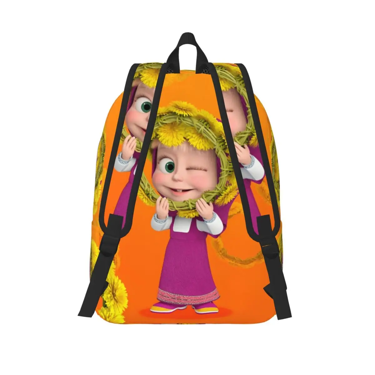 Bonito m-masha e urso mochila colorida primária do ensino médio estudante bookbag adolescentes mochila durável