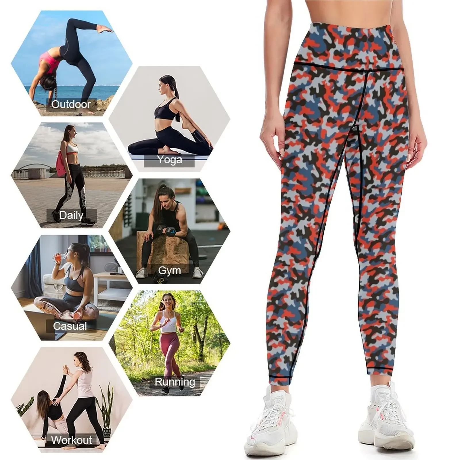 Camo Upholstery Metro Berlin Leggings Pants sport sports shirts gym active wear gym's clothing Womens Leggings