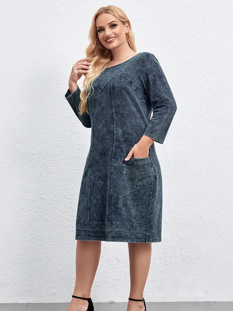 Robe en jean décontractée grande taille pour femmes, coupe ample, Mini robe, plusieurs couleurs disponibles