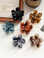 6Pcs Leopard Neutral Colors Hair Claw Clips,Flower Non Slip Cute Hair Catch Barrettes Jaw Clamps for Thick Hair Women Girls