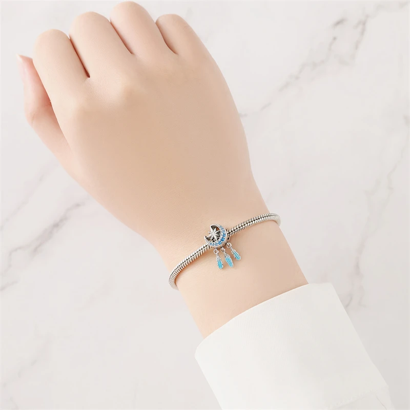 2024 Real Charms 925 Sterling Silver Star Moon Rainbow heart Beads Fit Original Bracelet Necklace Jewelry Making Diy Women Gifts