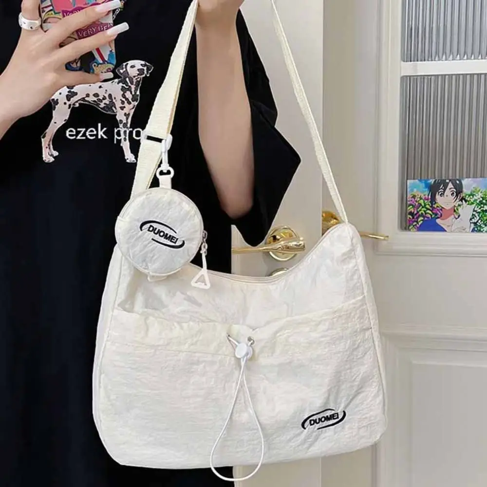 

Quick-dry Nylon Shoulder Bag Tote Harajuku Quick-dry Crossbody Bag Korean Style Solid Color Message Bag with Coin Purse Student