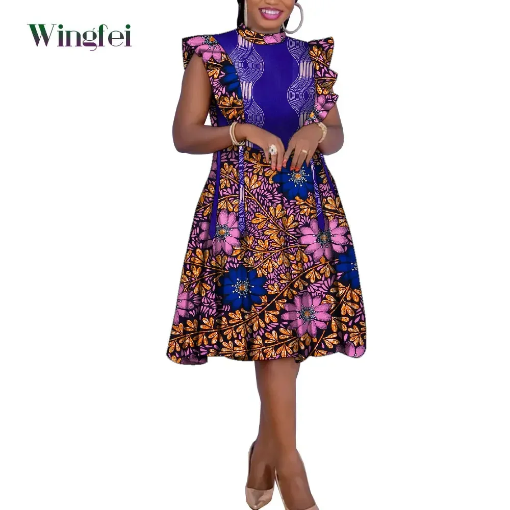 

African Dresses for Women Print O-neck Dashiki Dresses Fashion African Party Evening Dress Sleeveless Nigerian Clothes WY666