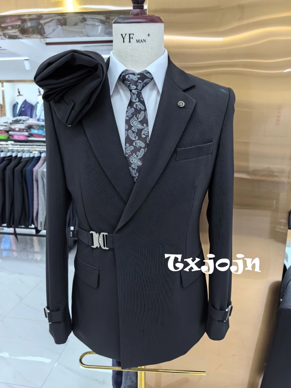 

Casual Mature Business Suit Set 2 Pieces Jacket Pants For Men Customized Notched Lapel Men's Tuxedo Wedding Best Man Outfit