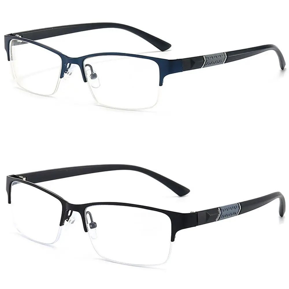 

Blue Ray Blocking Anti-Blue Light Reading Glasses Half Frame Ultralight Square Eyeglasses Metal Eye Protection