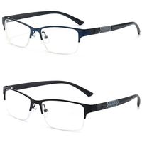 Blue Ray Blocking Anti-Blue Light Reading Glasses Half Frame Ultralight Square Eyeglasses Metal Eye Protection