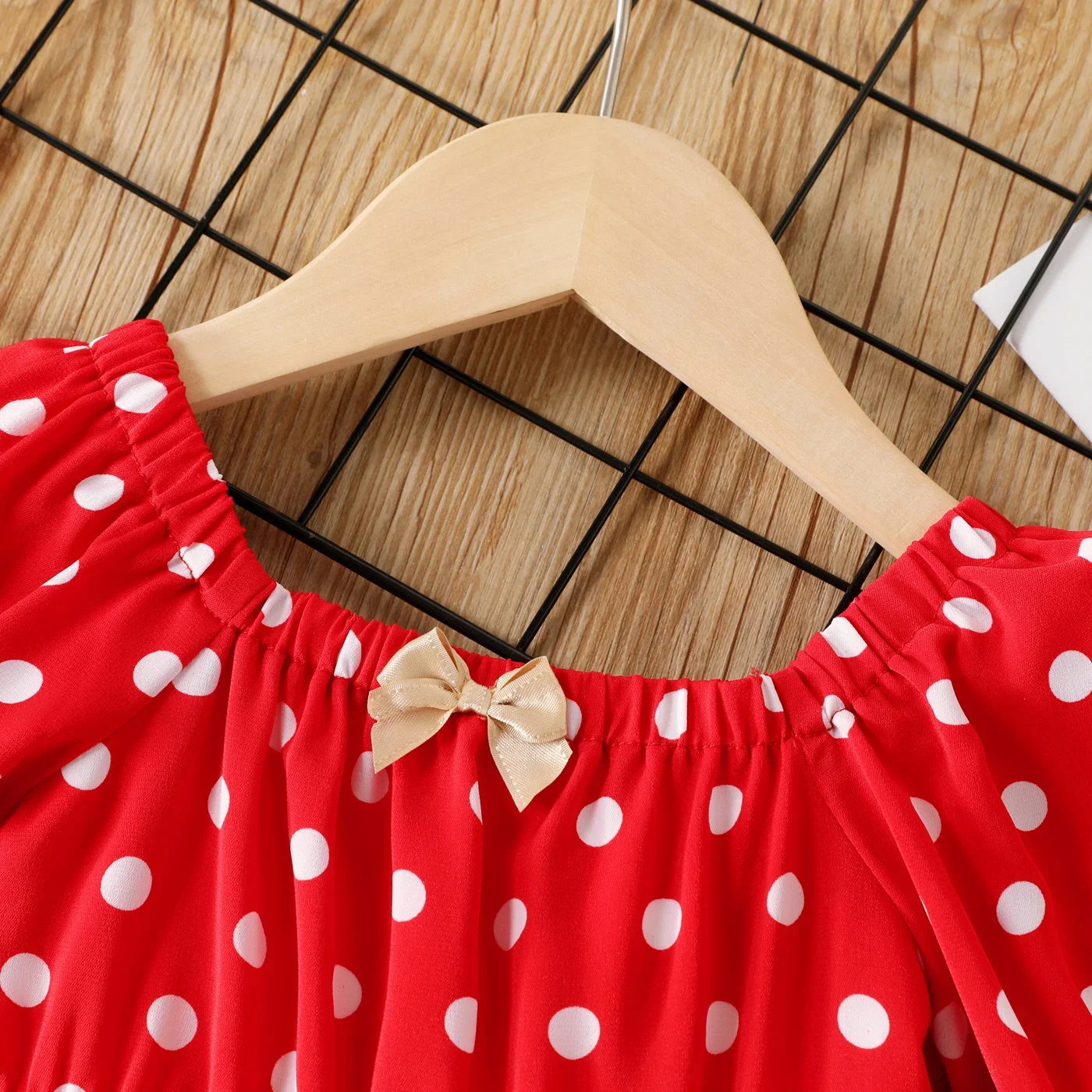 PatPat Toddler Girl Polka dots Floral Print Splice Bell sleeves Dress Soft and Comfortable  Perfect for Outings and Daily Wear